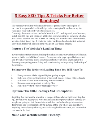 5 Easy SEO Tips & Tricks For Better Rankings!