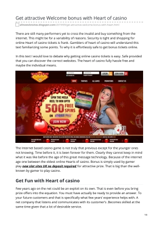 Get attractive Welcome bonus with Heart of casino