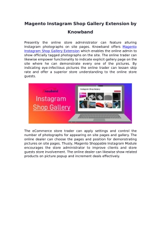 Magento Instagram Shop Gallery Module by Knowband