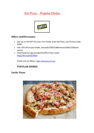 Eat Pizza North Melbourne Menu – 5% off – Pizza delivery Flemington