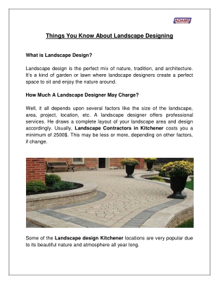 Things You Know About Landscape Designing