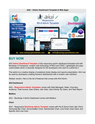 AIUI – Admin Dashboard Template & Web Apps