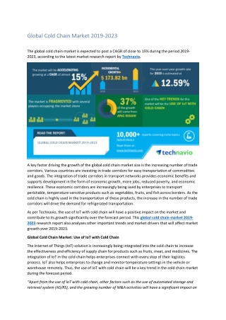 Global Cold Chain Market 2019-2023