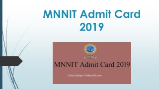 MNNIT Admit Card 2019 | Download MNNIT Hall Ticket From Here