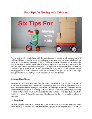 Easy Tips for Moving with Children