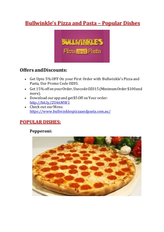 Bullwinkle's Pizza and Pasta Restaurant Preston – 5% off - Pizza Preston