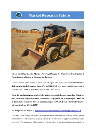 Skid Steer Loader Market Research Report - Global Forecast to 2022