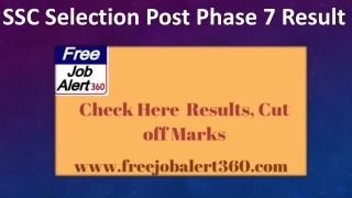 SSC Selection Post Phase 7 Result 2019 - SSC Cut Off Marks 2019
