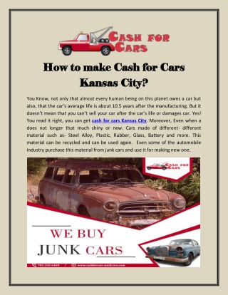 How to make Cash for Cars Kansas City?