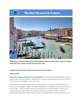 Global Water Treatment Systems (Point of Entry) Market Research Report - Forecast to 2021