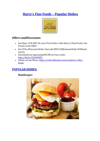 25% Off -Harry's Fine Foods-Brisbane - Order Food Online