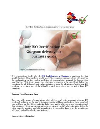 How ISO Certification in Gurgaon drives your business goals