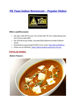 PK Tunn Indian Restaurant Ascot Vale Melbourne – 10% off- Indian Delivery Ascot Vale.