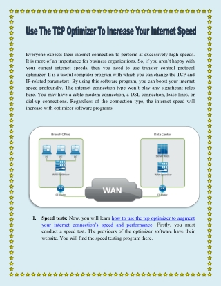 Use The Tcp Optimizer To Increase Your Internet Speed