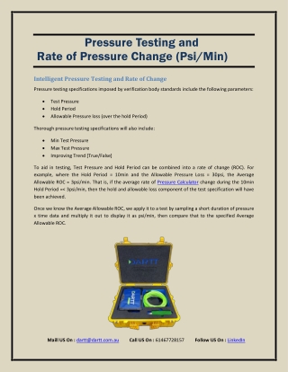 Gas Pressure Testing Equipment | Dart Technologies Pty Ltd