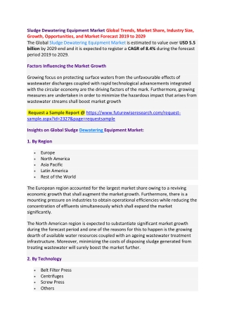 Sludge Dewatering Equipment Market Global Trends, Market Share, Industry Size, Growth, Opportunities, and Market Forecas