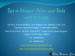 Spa in Udaipur- Relax your Body with massage