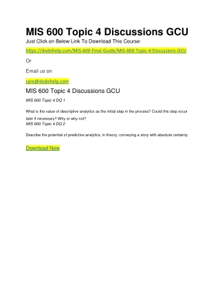 MIS 600 Topic 4 Discussions GCU