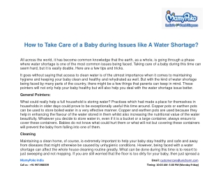 How to Take Care of a Baby during Issues like A Water Shortage?