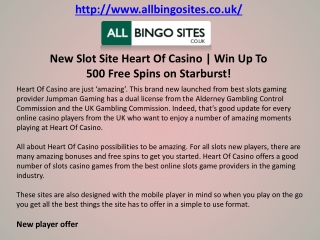 New Slot Site Heart Of Casino | Win Up To 500 Free Spins on Starburst!