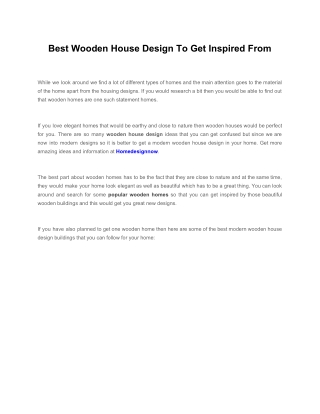 Best Wooden House Design To Get Inspired From