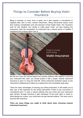 Things to Consider Before Buying Violin Insurance