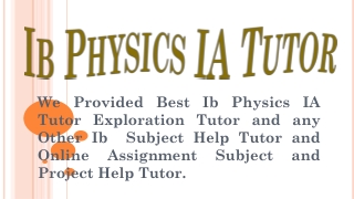 Ib Physics IA Topics and Ideas Assignment Tutor