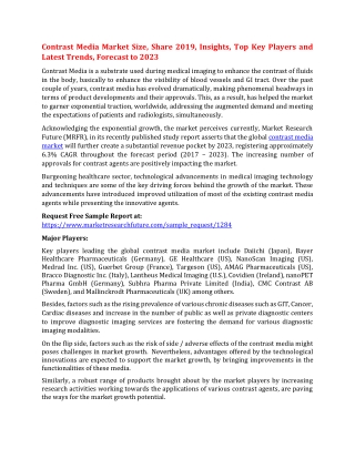 Contrast Media Market Size, Share 2019, Insights, Top Key Players and Latest Trends, Forecast to 2023