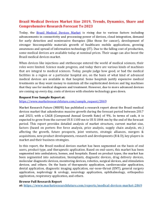 Brazil Medical Devices Market Size 2019, Trends, Dynamics, Share and Comprehensive Research Forecast To 2023