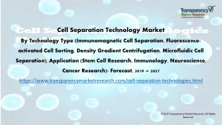 Cell Separation Technology Market by Technology Type, Application and Forecast to 2027 - TMR