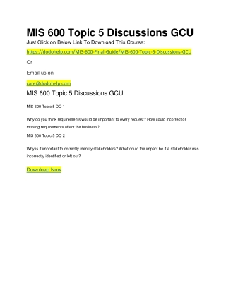 MIS 600 Topic 5 Discussions GCU