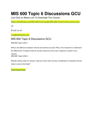 MIS 600 Topic 6 Discussions GCU