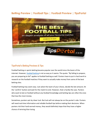 Free Football Prediction only in TipsPortal