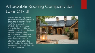 Roof Installation Salt Lake City Ut