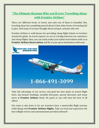 The Ultimate Reasons Why you’ll Love Travelling Alone with Frontier Airlines