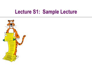 Lecture S1: Sample Lecture