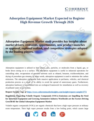 Adsorption Equipment Market To Significantly Increase Revenues By 2026