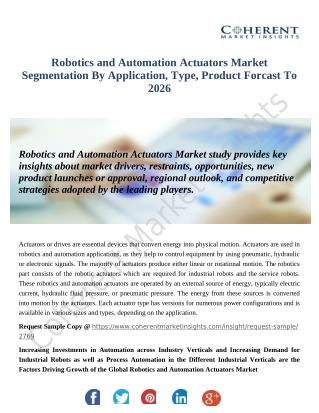 Robotics and Automation Actuators Market Application, Geography and Top Most Players Analysis