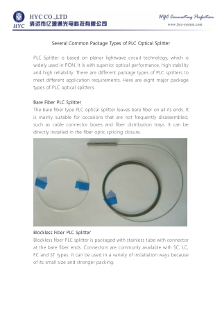 Several Common Package Types of PLC Optical Splitter