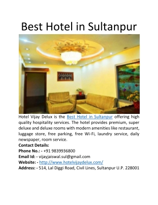 Best Hotel in Sultanpur