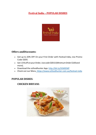 30% Off -Festival India-Osborne Park - Order Food Online