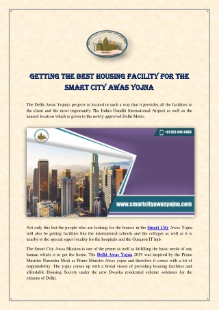 Getting the Best Housing Facility for the Smart City Awas Yojna 