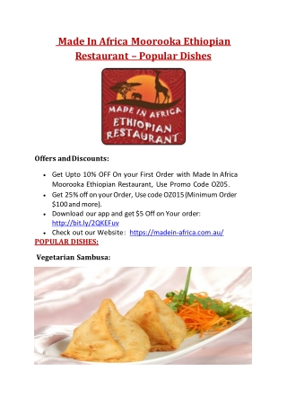 10% off - Made in African Restaurant Moorooka Brisbane