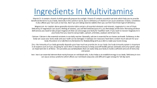 Ingredients in Multivitamins