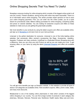 Online Shopping Secrets That You Need To Useful