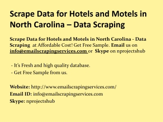Scrape Data for Hotels and Motels in North Carolina