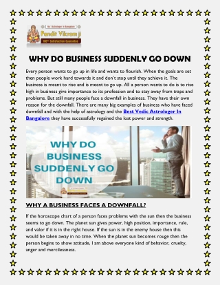 WHY DO BUSINESS SUDDENLY GO DOWN
