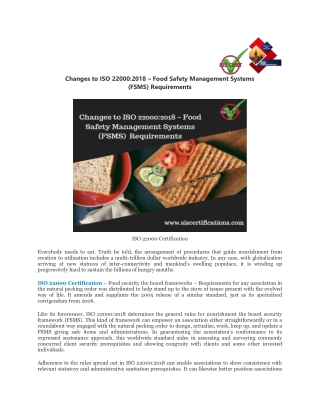 Changes to ISO 22000:2018 – Food Safety Management Systems (FSMS) Requirements