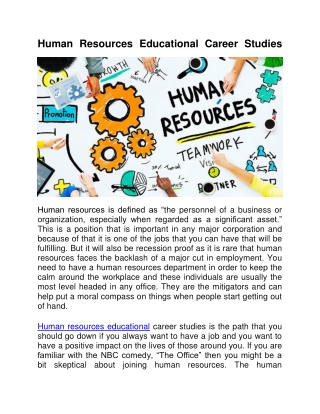 Human Resources Educational Career Studies