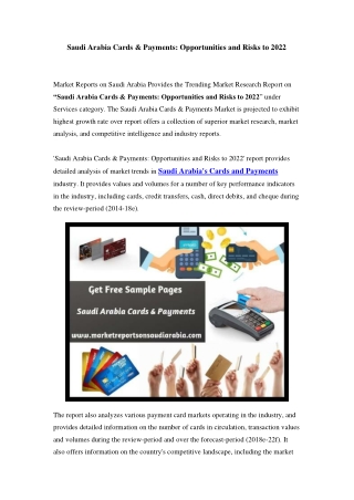 Cards & Payments Market in Saudi Arabia - Outlook to 2022